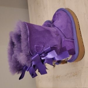 UGG Kids Boots in Vibrant Purple with Ribbon Accents